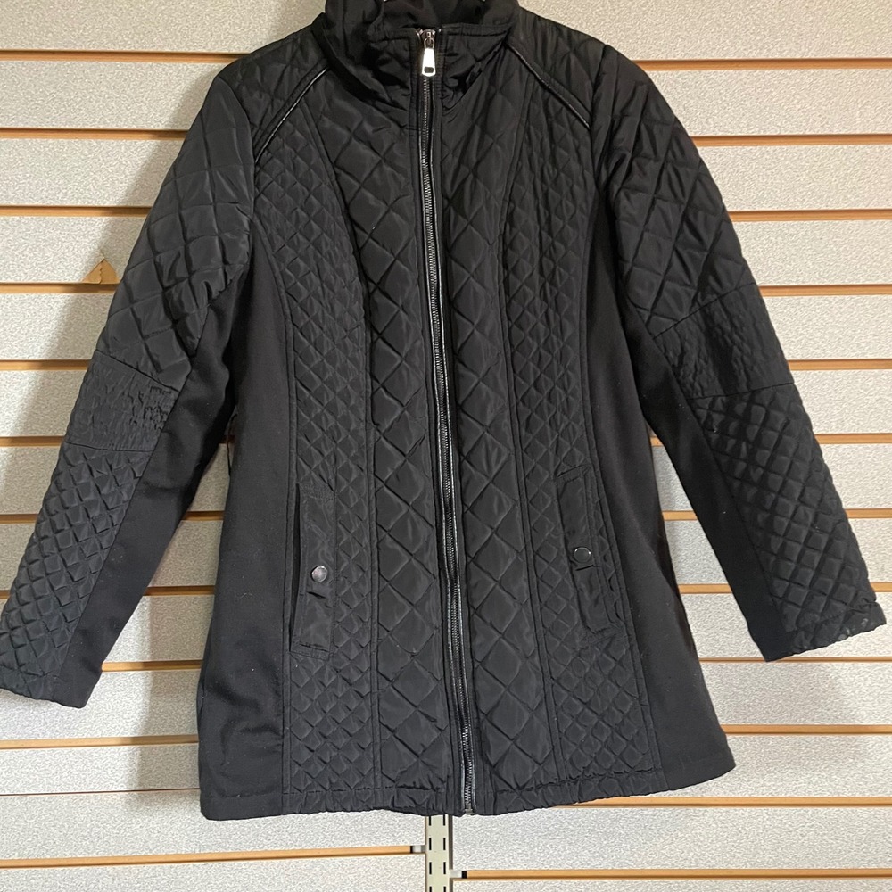 Sebby Collection Black Quilted Zip Up Jacket M/M Women